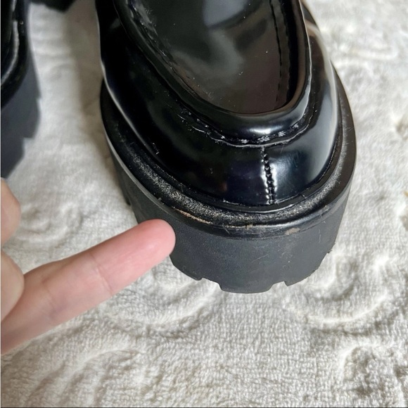 Sam Edelman Monna Sz 8 Black Lug Sole Loafers Y2K Platform Emo EUC H8502S1001 - Picture 8 of 13